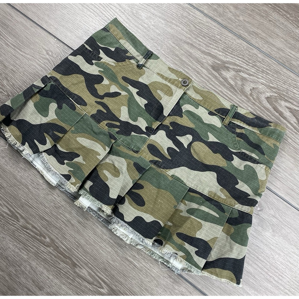 Lipsy Women's Y2K Camouflauge Mini Skirt Green Size Large